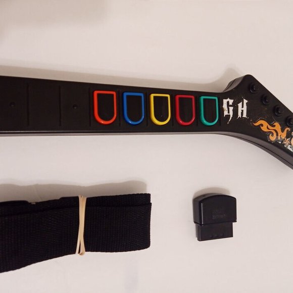 PS2 Kramer Striker Guitar Hero Wireless Bundle Dongle 4 Games Playstation 2 - Picture 4 of 15